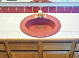 Bathroom Vanity Refinishing - Before Transformation